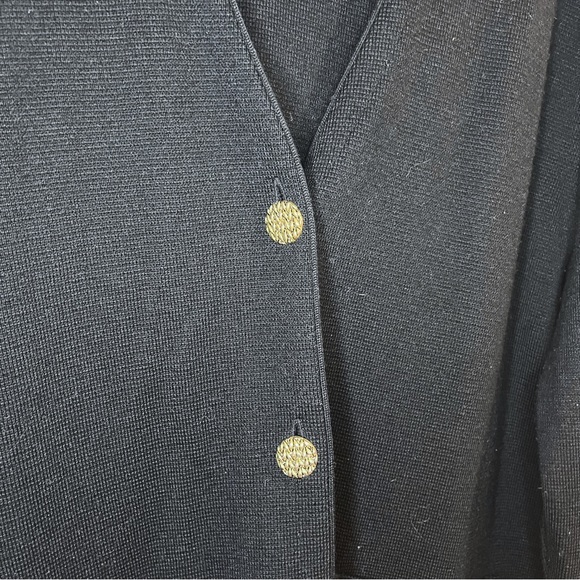 Your 6th Sense Vintage Womens Lg Black Virgin Wool Button Front Cardigan Sweater - Picture 3 of 7